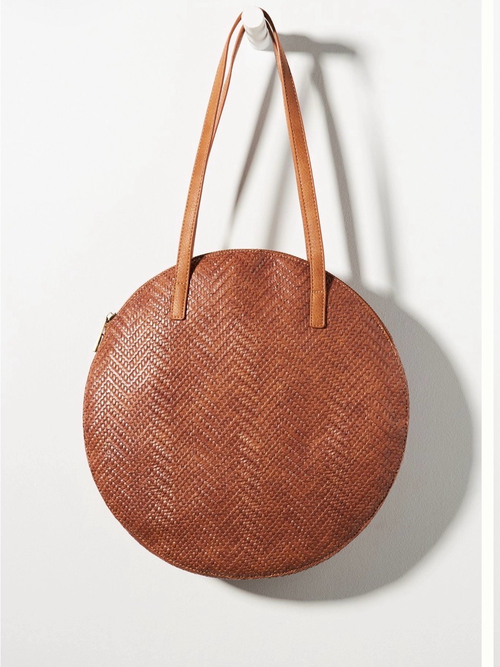 Anthropologie Woven circle tote - Brown vegan leather